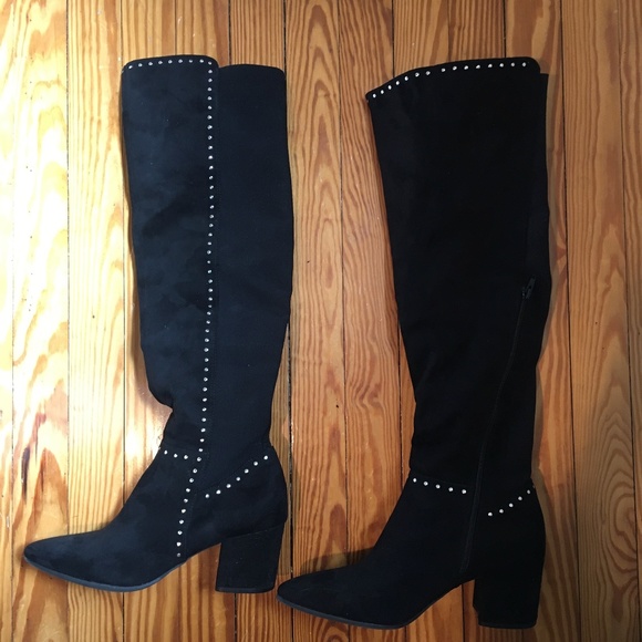 Seven Dials Shoes - SEVEN DIALS OTK Black Studded Boots – Ladies Size 10